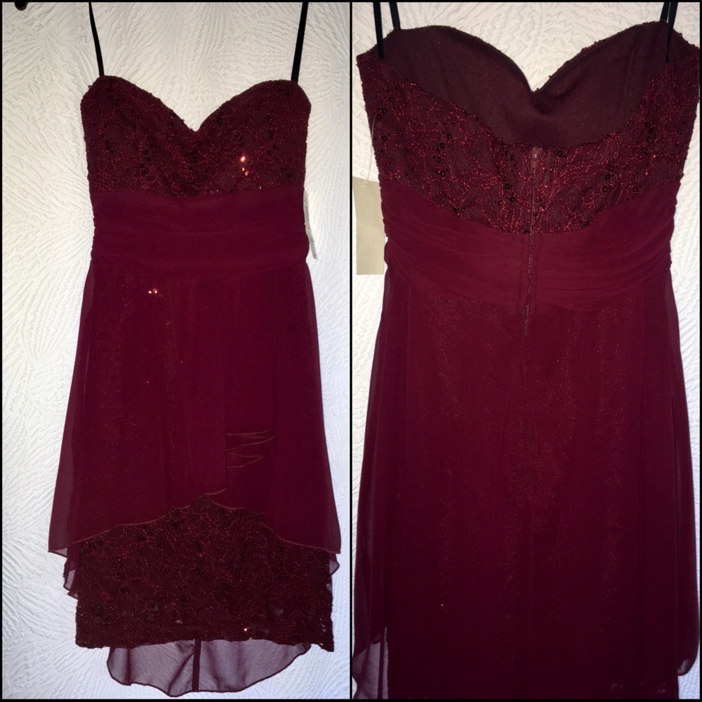 Maroon Lace Fitted Dress